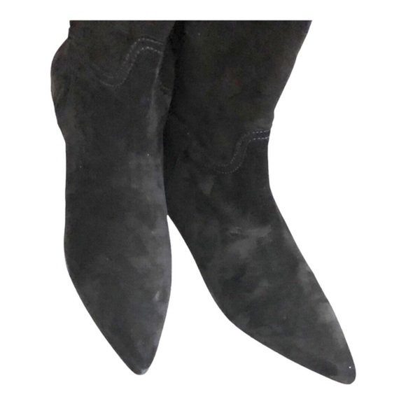 Polo Ralph Lauren black Calf Suede/Calf Leather knee-high flat pointy toe boots - Picture 11 of 16